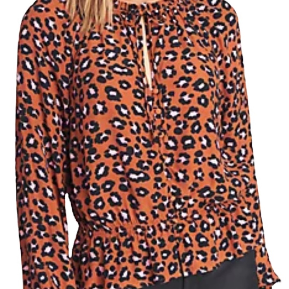 Sanctuary "Quartz" Leopard Print Button Front Blouse M